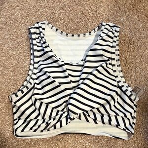 Shein Black and White Striped Sports Bra Style Swim Top